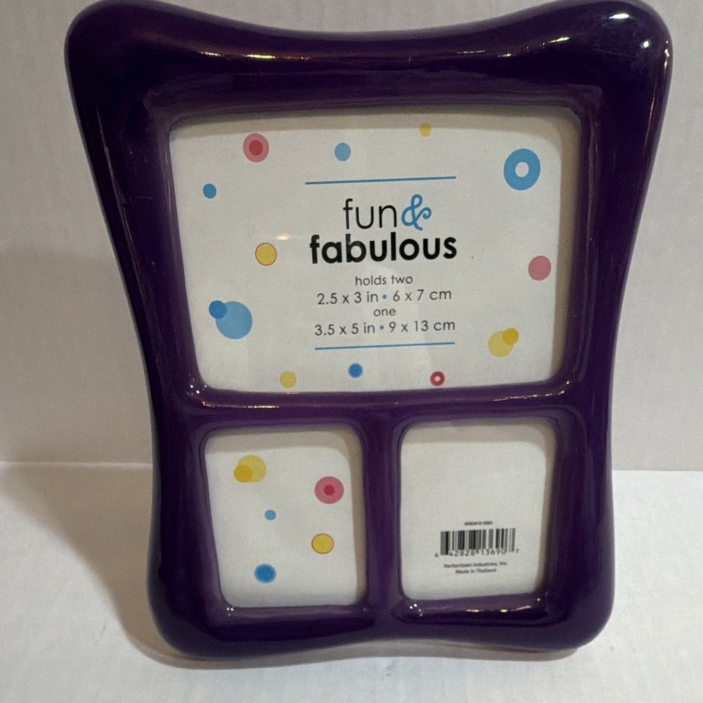 Harbortown Fun & Fabulous Purple Double Photo Frame 2.5x3 & 3.5x5